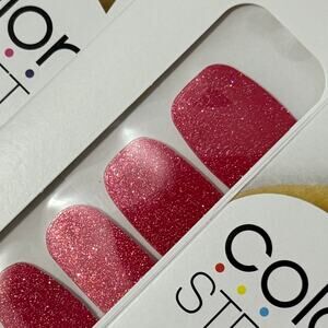 New Color Street “Cherry Float” Scarlet Red Holographic Glitter Nail Strips